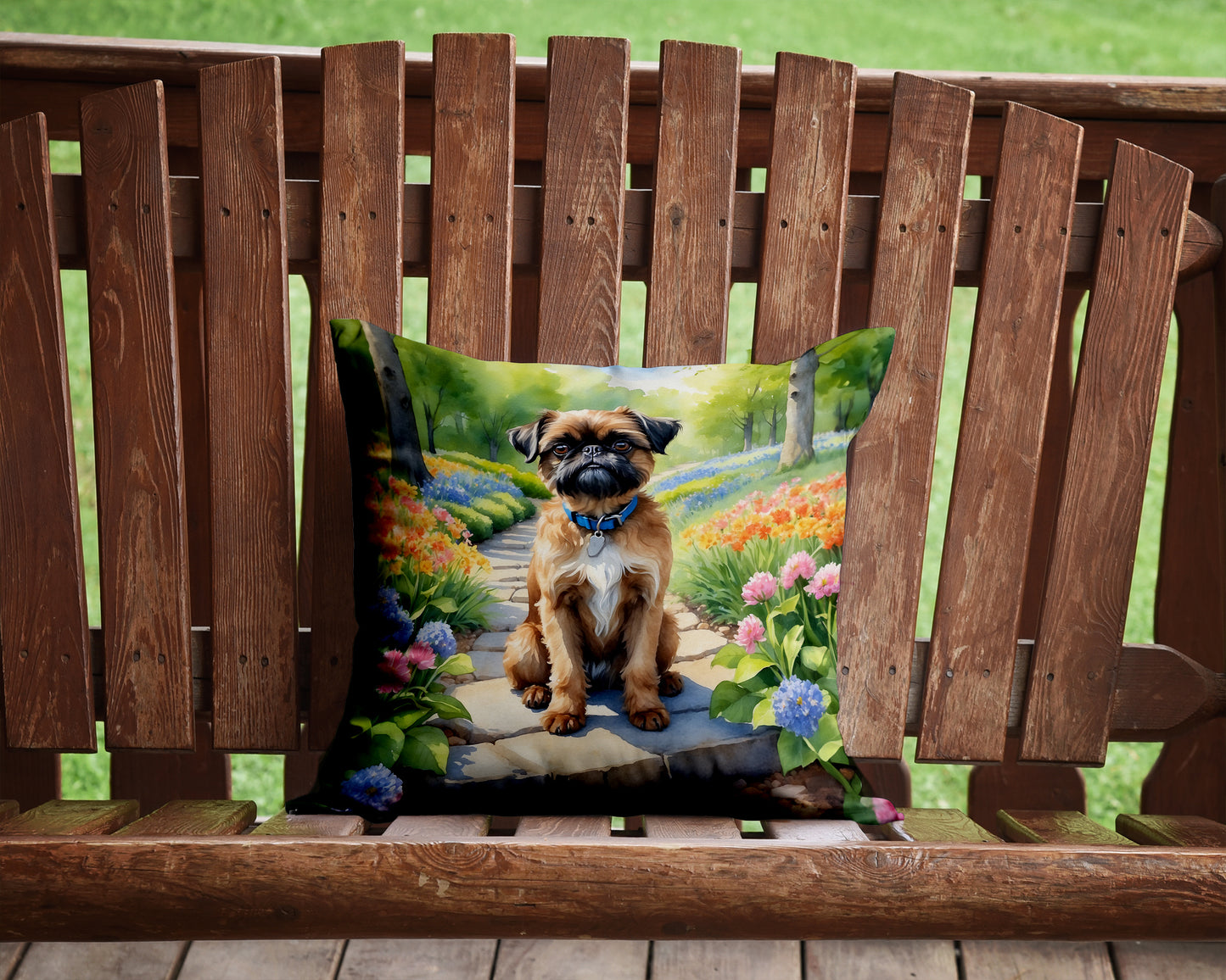 Brussels Griffon Spring Path Throw Pillow