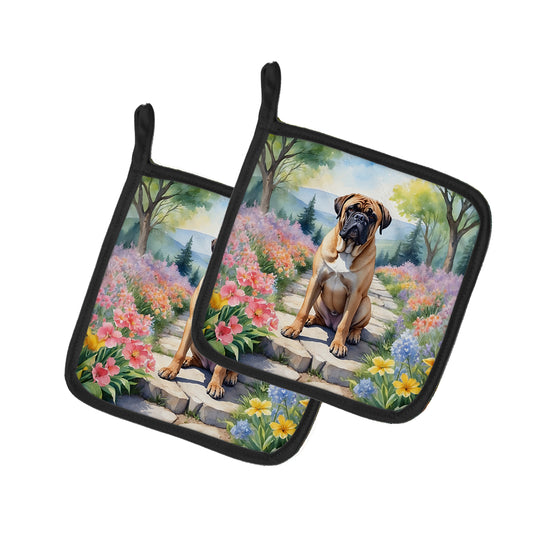 Buy this Bullmastiff Spring Path Pair of Pot Holders