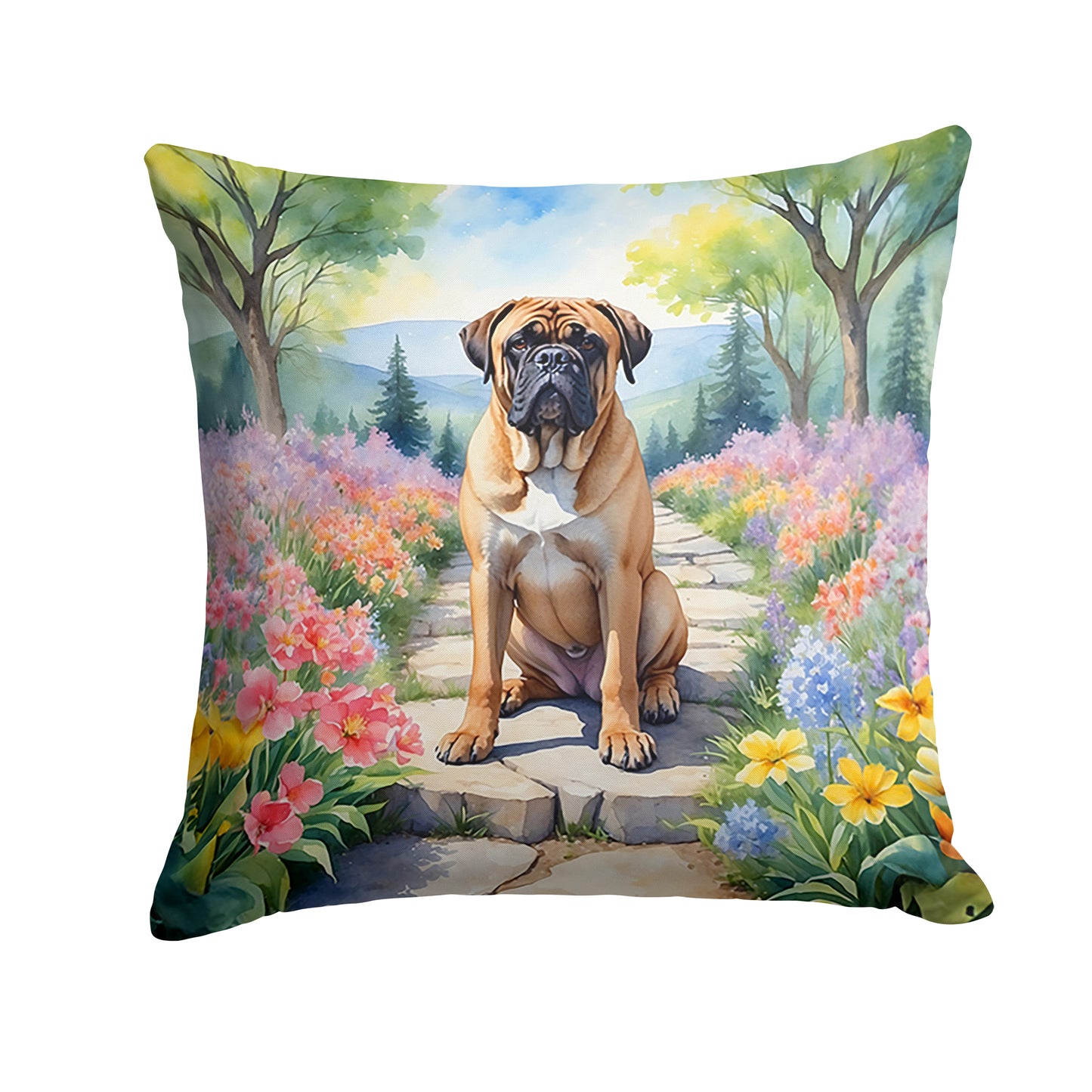 Buy this Bullmastiff Spring Path Throw Pillow