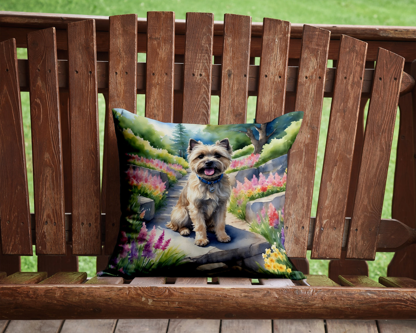 Cairn Terrier Spring Path Throw Pillow