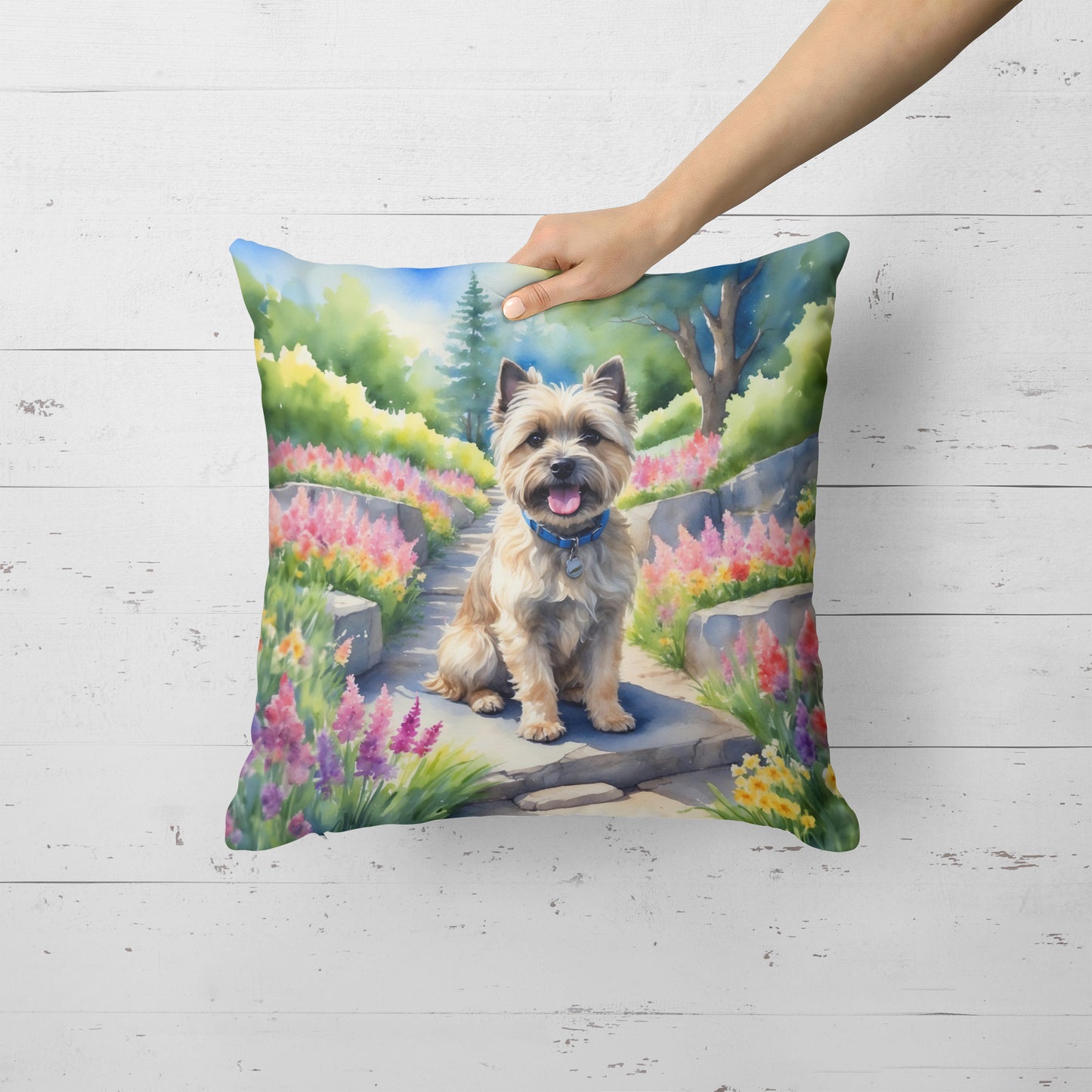 Cairn Terrier Spring Path Throw Pillow