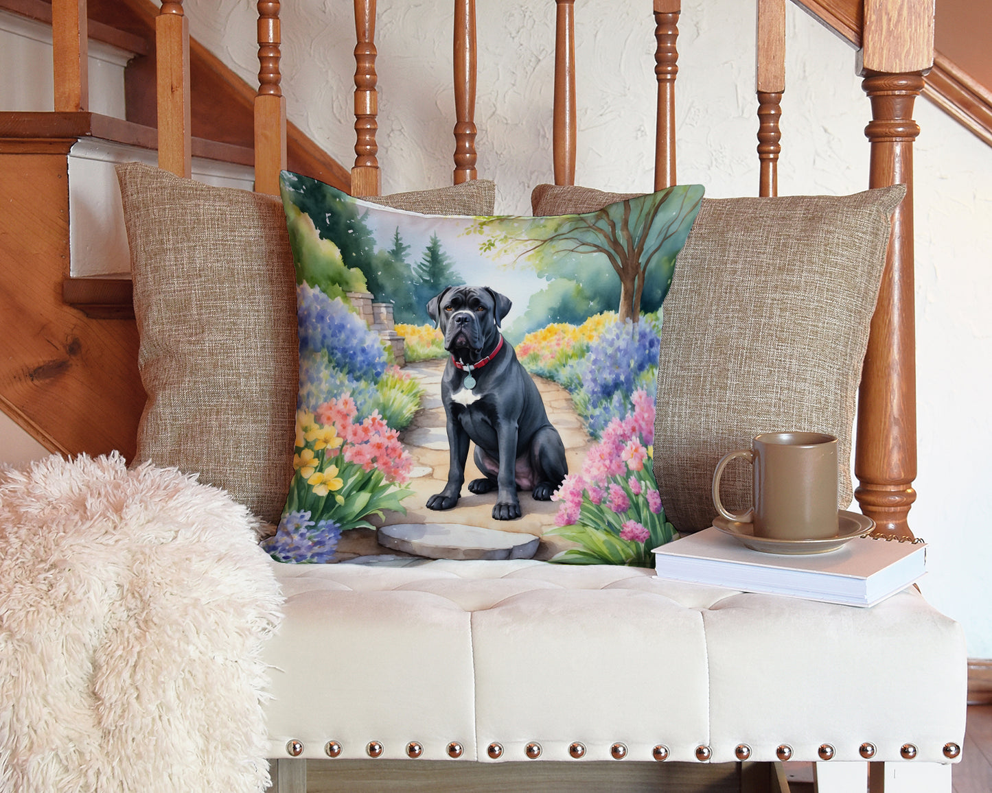 Cane Corso Spring Path Throw Pillow