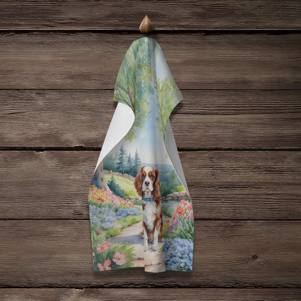 Cavalier Spaniel Spring Path Kitchen Towel