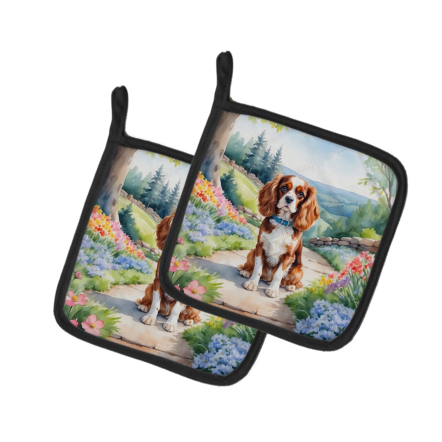 Buy this Cavalier Spaniel Spring Path Pair of Pot Holders