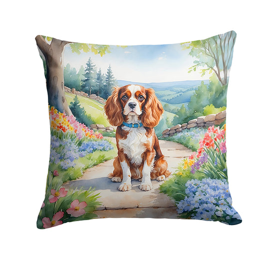 Buy this Cavalier Spaniel Spring Path Throw Pillow