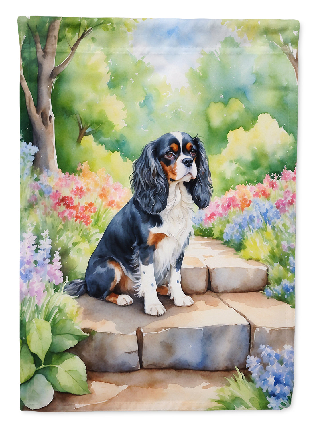 Buy this Cavalier Spaniel Spring Path House Flag