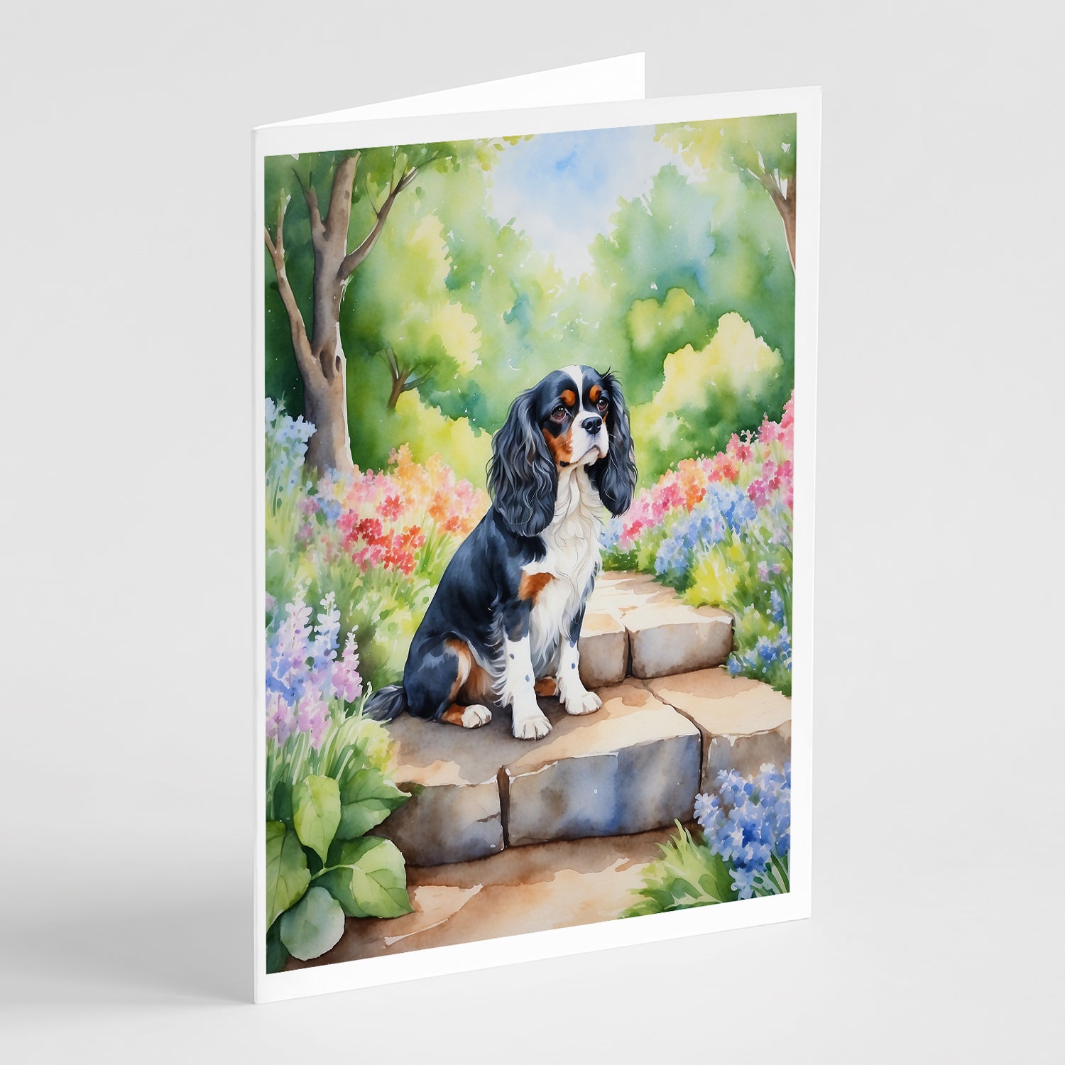 Buy this Cavalier Spaniel Spring Path Greeting Cards Pack of 8