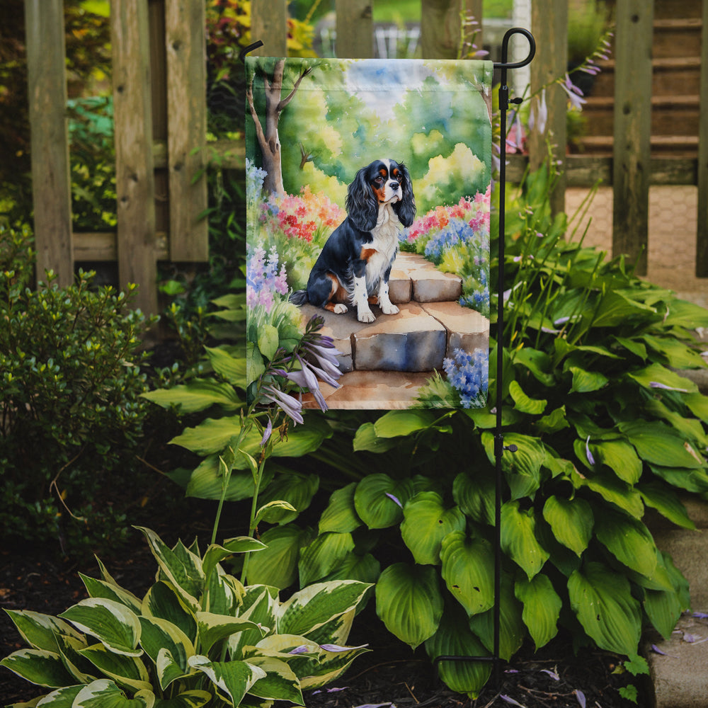 Cavalier Spaniel Spring Path Garden Flag