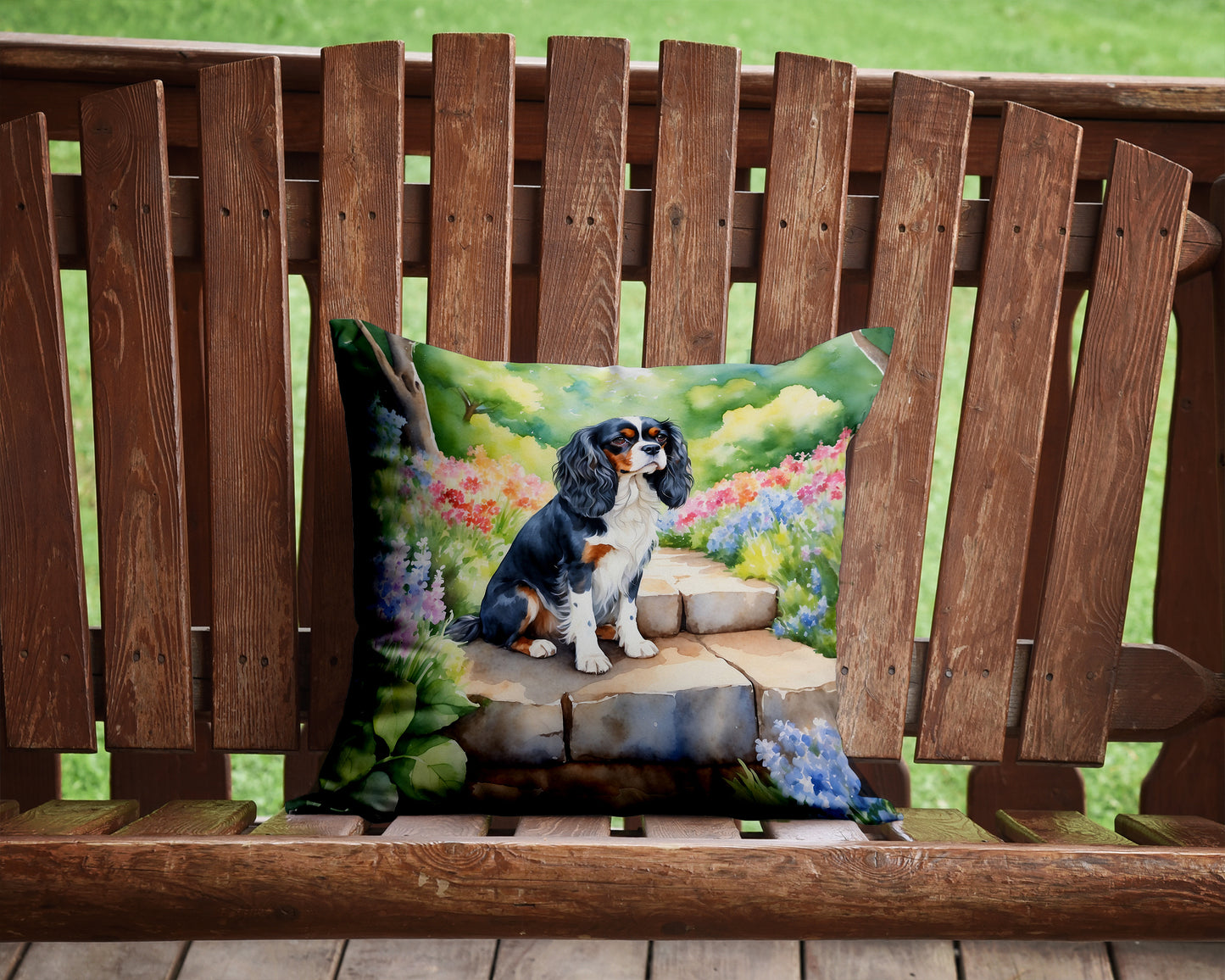 Cavalier Spaniel Spring Path Throw Pillow