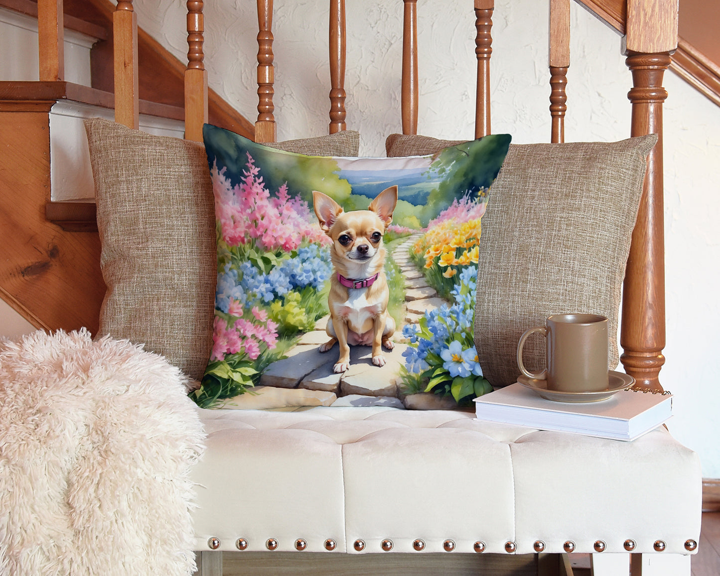 Chihuahua Spring Path Throw Pillow