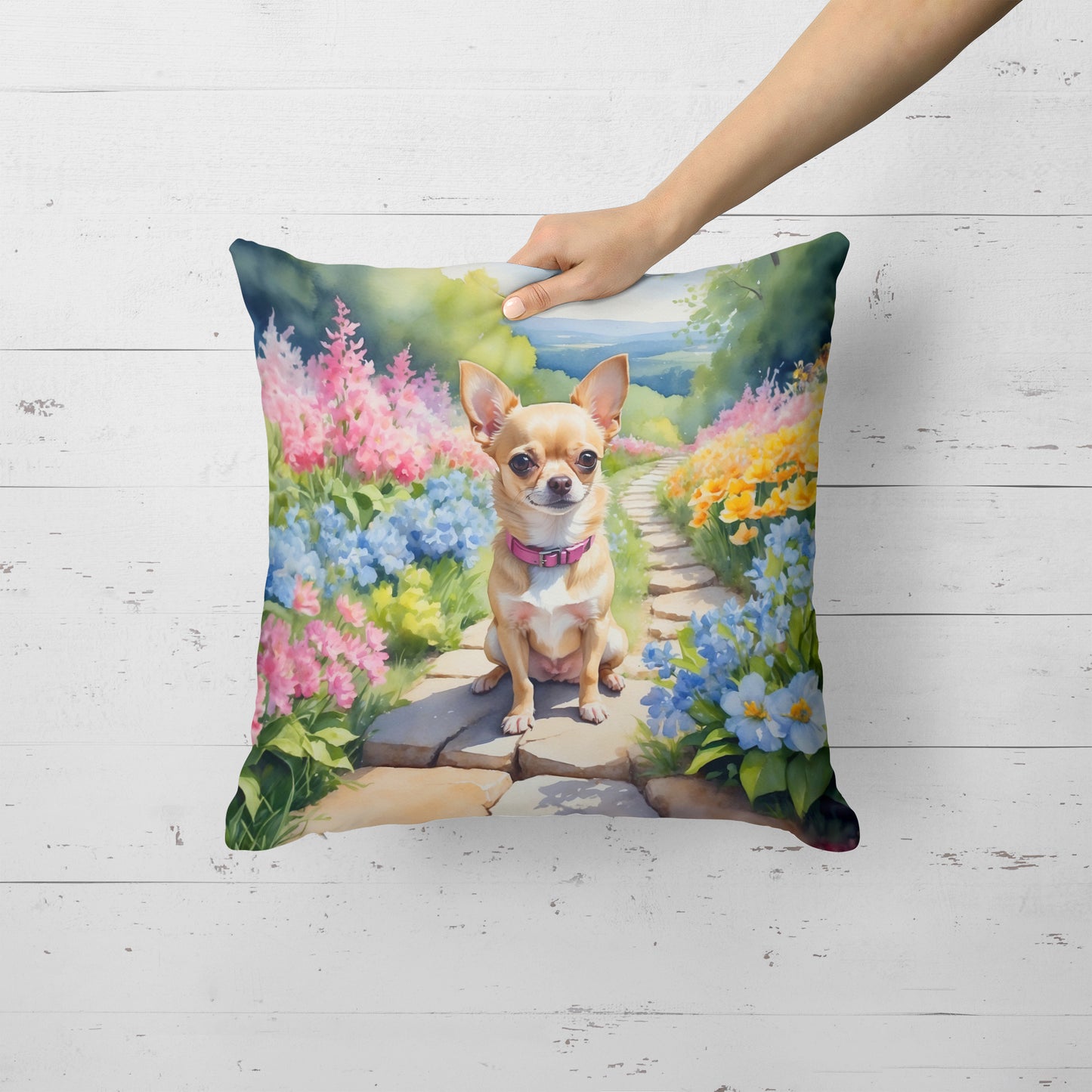 Chihuahua Spring Path Throw Pillow