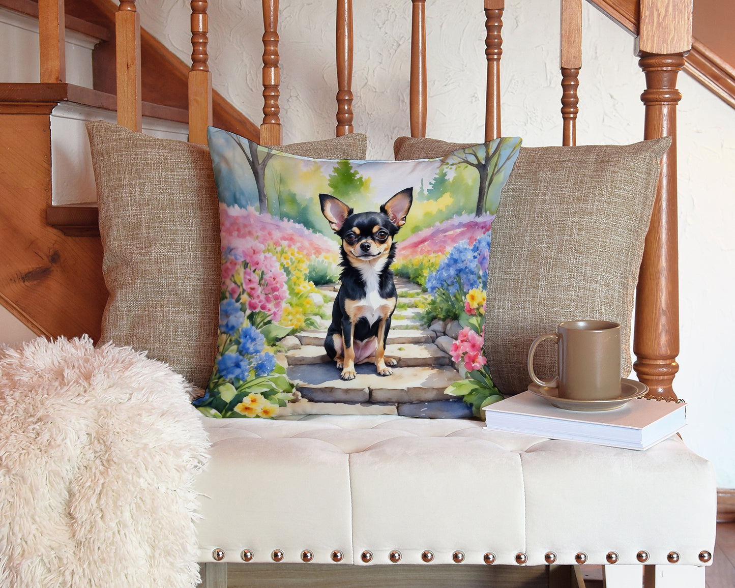 Chihuahua Spring Path Throw Pillow