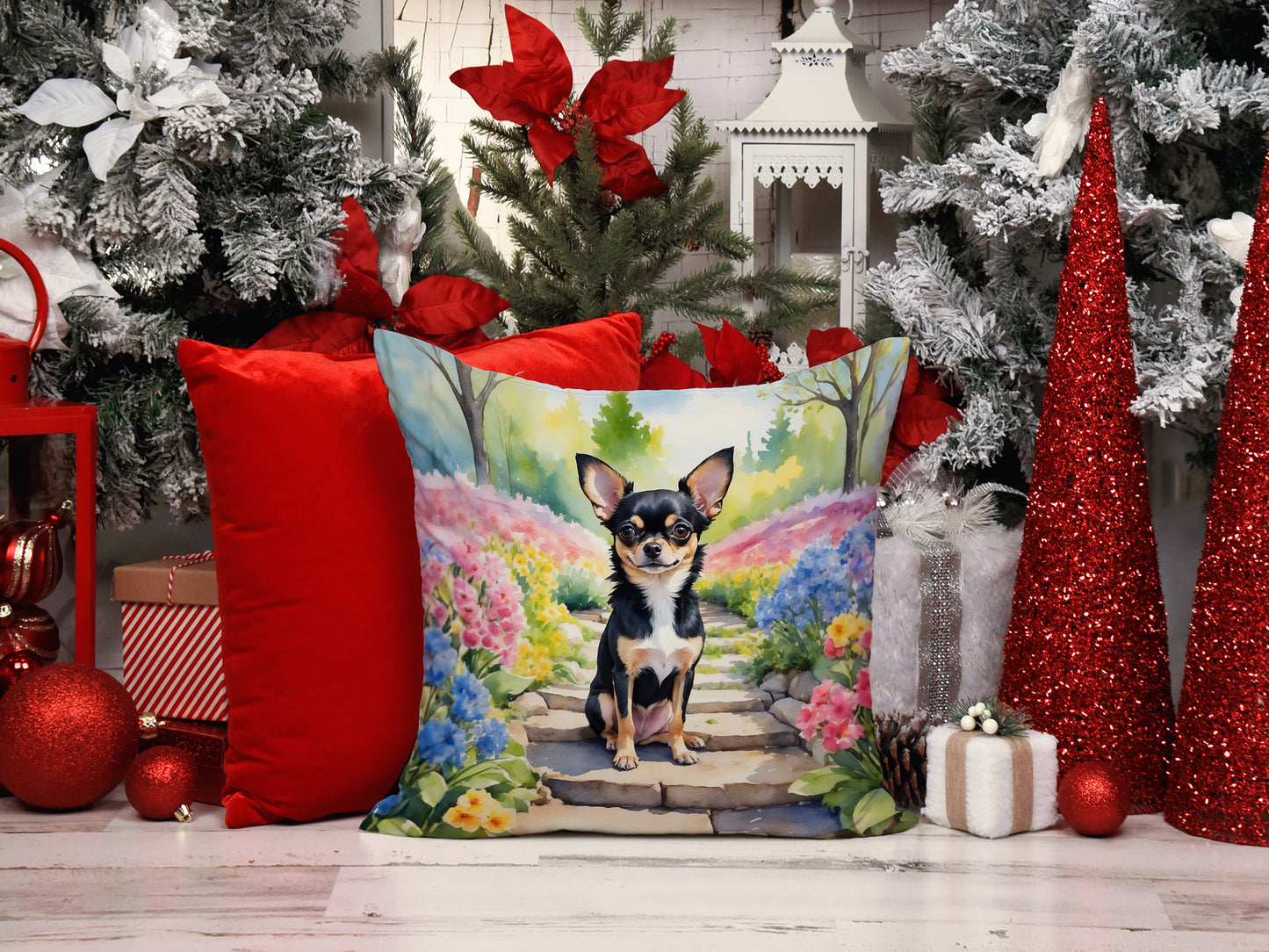 Chihuahua Spring Path Throw Pillow