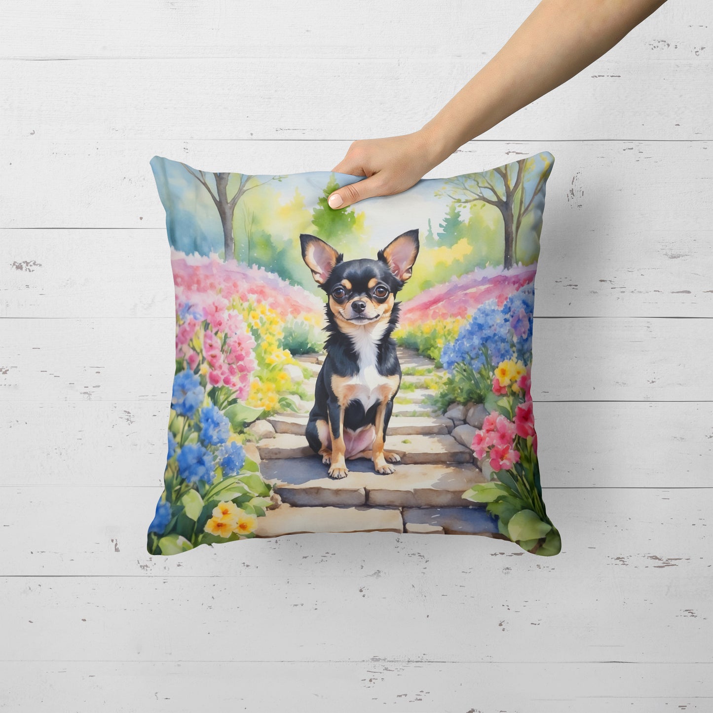 Chihuahua Spring Path Throw Pillow