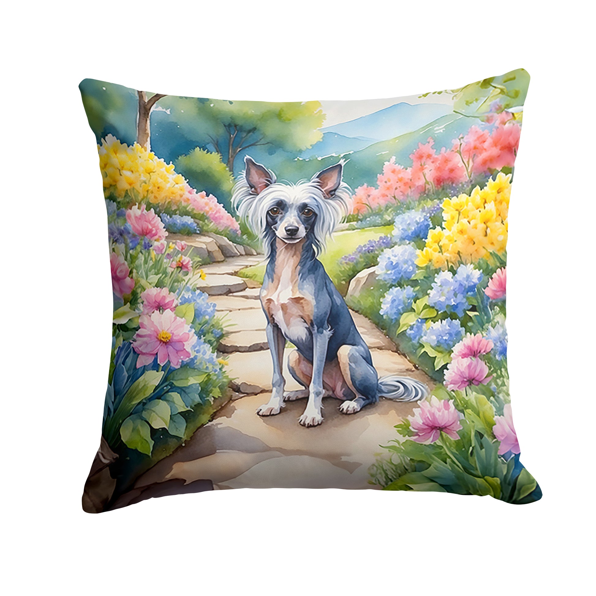 Buy this Chinese Crested Spring Path Throw Pillow