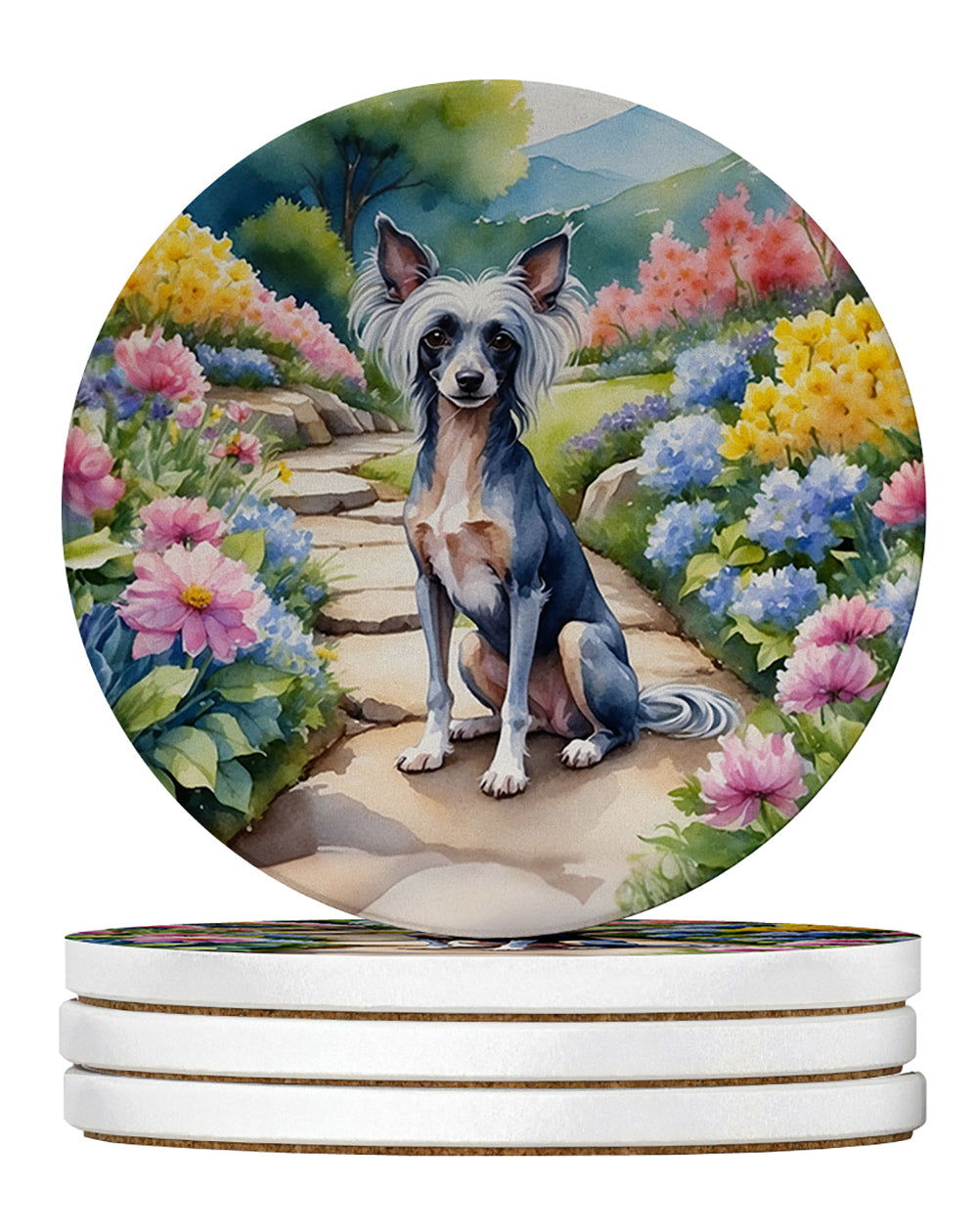 Buy this Chinese Crested Spring Path Large Sandstone Coasters Pack of 4