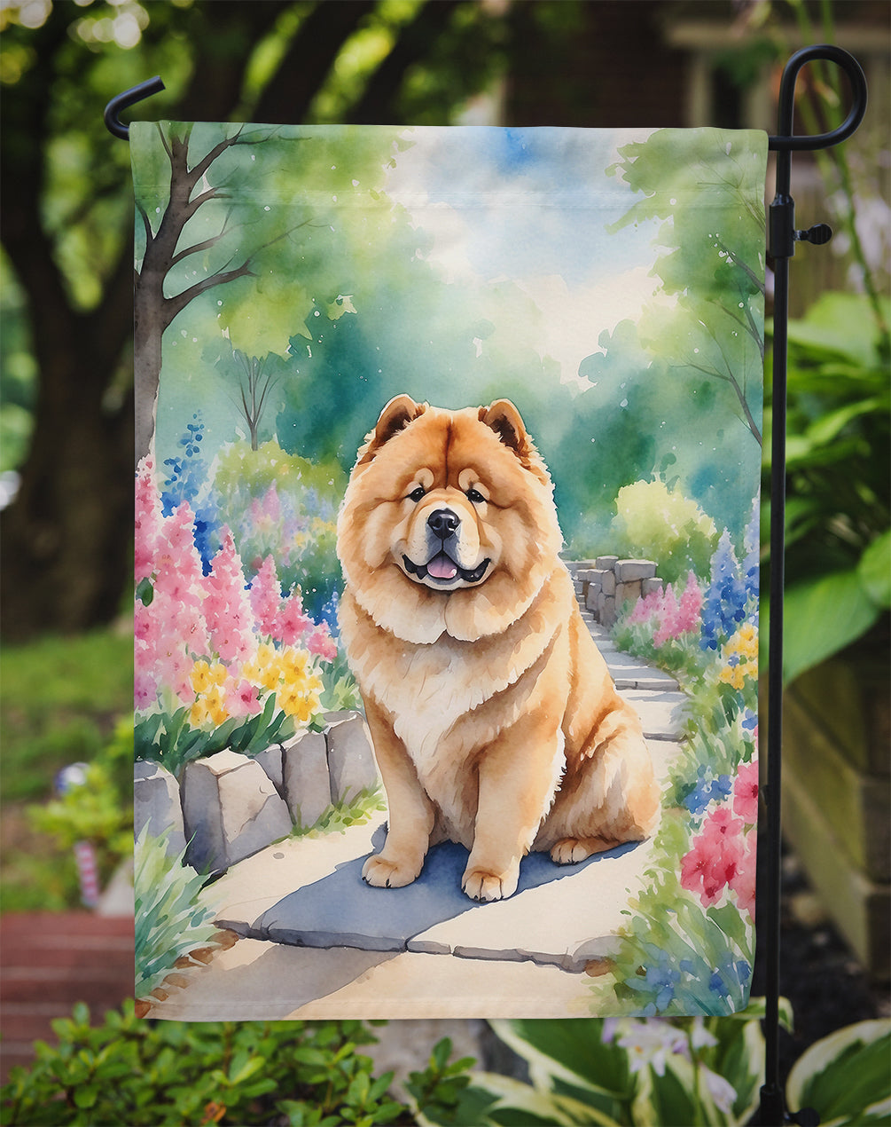 Chow Chow Spring Path Garden Flag