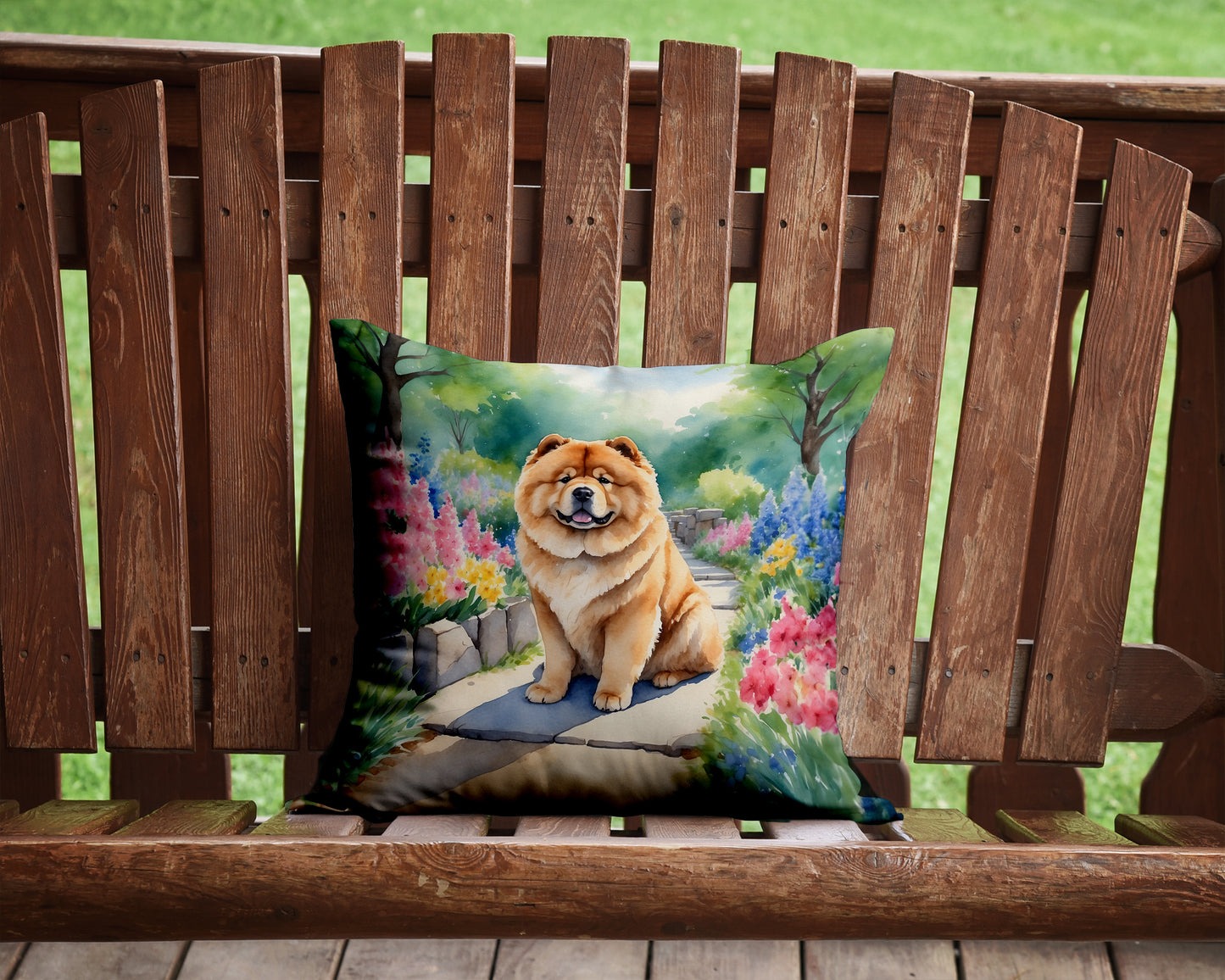 Chow Chow Spring Path Throw Pillow