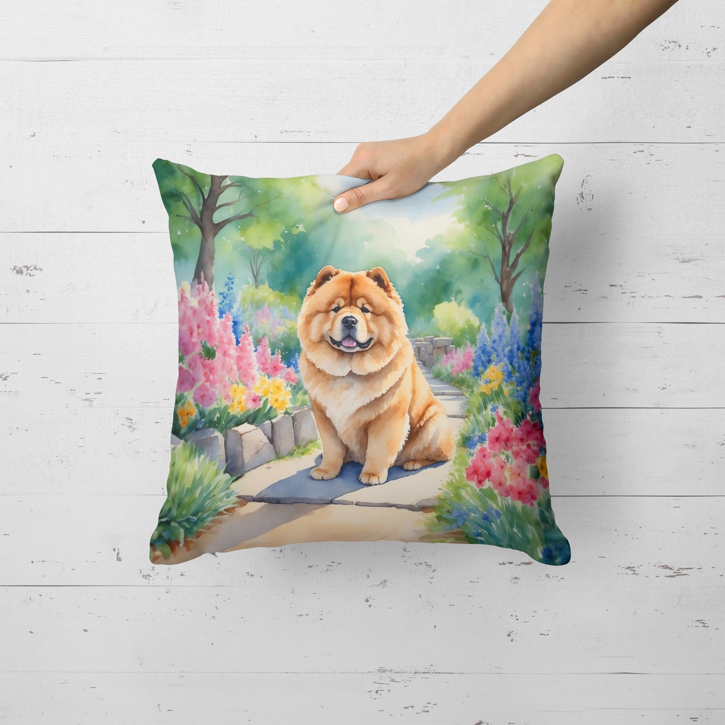 Chow Chow Spring Path Throw Pillow