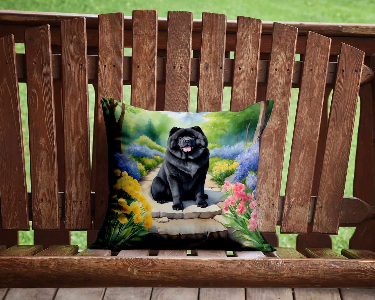 Chow Chow Spring Path Throw Pillow