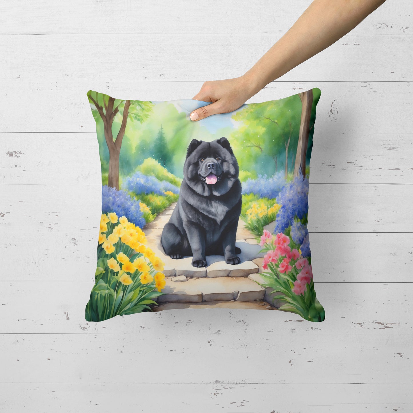 Chow Chow Spring Path Throw Pillow