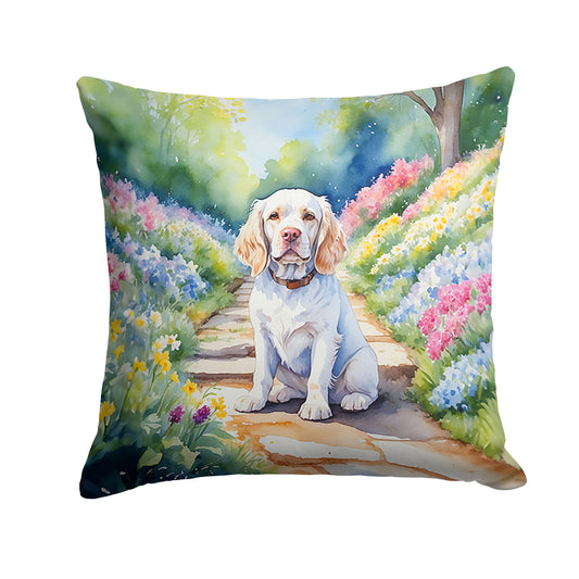 Buy this Clumber Spaniel Spring Path Throw Pillow