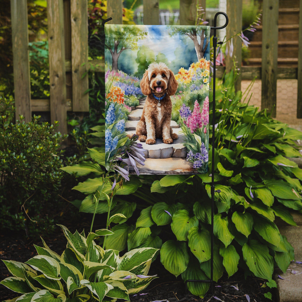 Cockapoo Spring Path Garden Flag