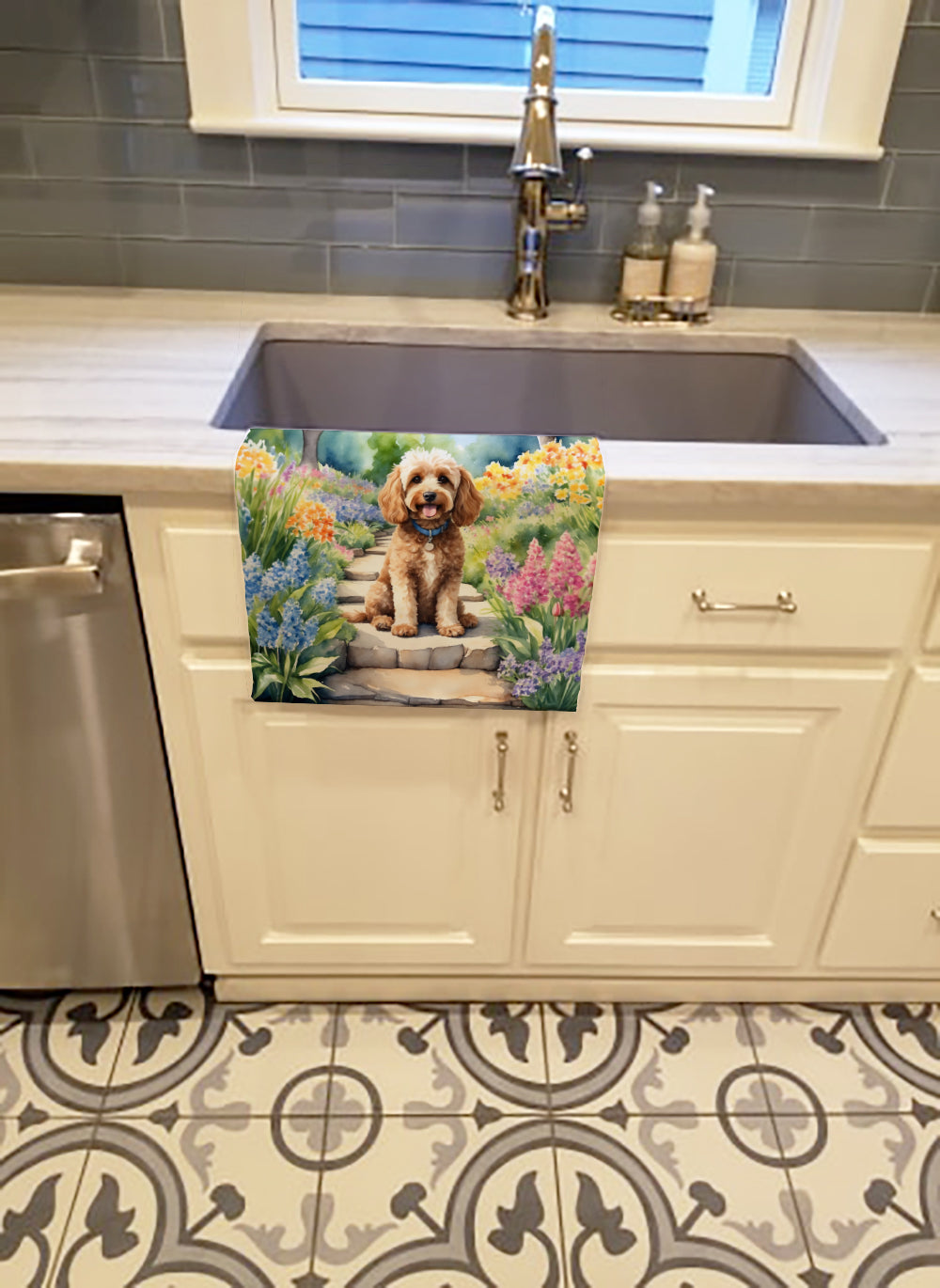 Cockapoo Spring Path Kitchen Towel