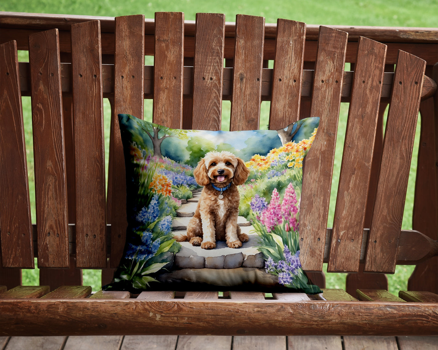 Cockapoo Spring Path Throw Pillow