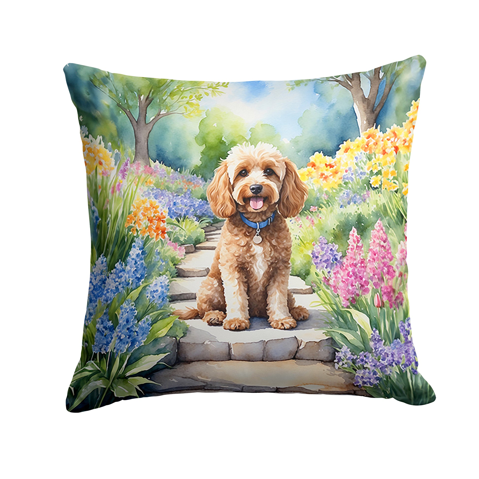 Buy this Cockapoo Spring Path Throw Pillow