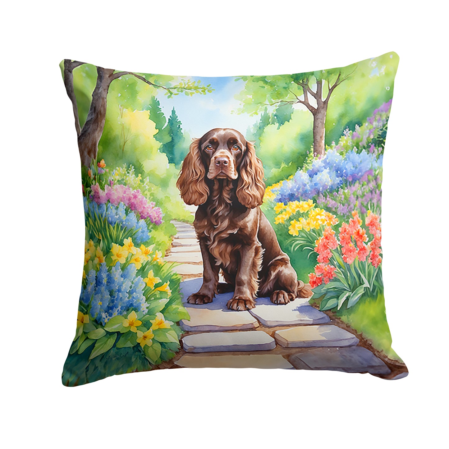 Buy this Cocker Spaniel Spring Path Throw Pillow