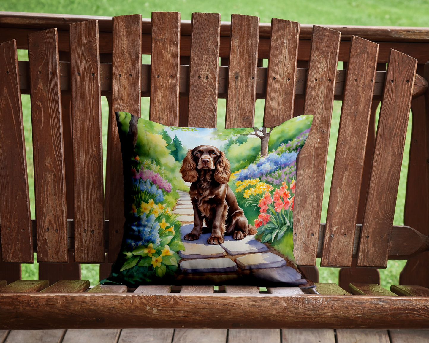 Cocker Spaniel Spring Path Throw Pillow