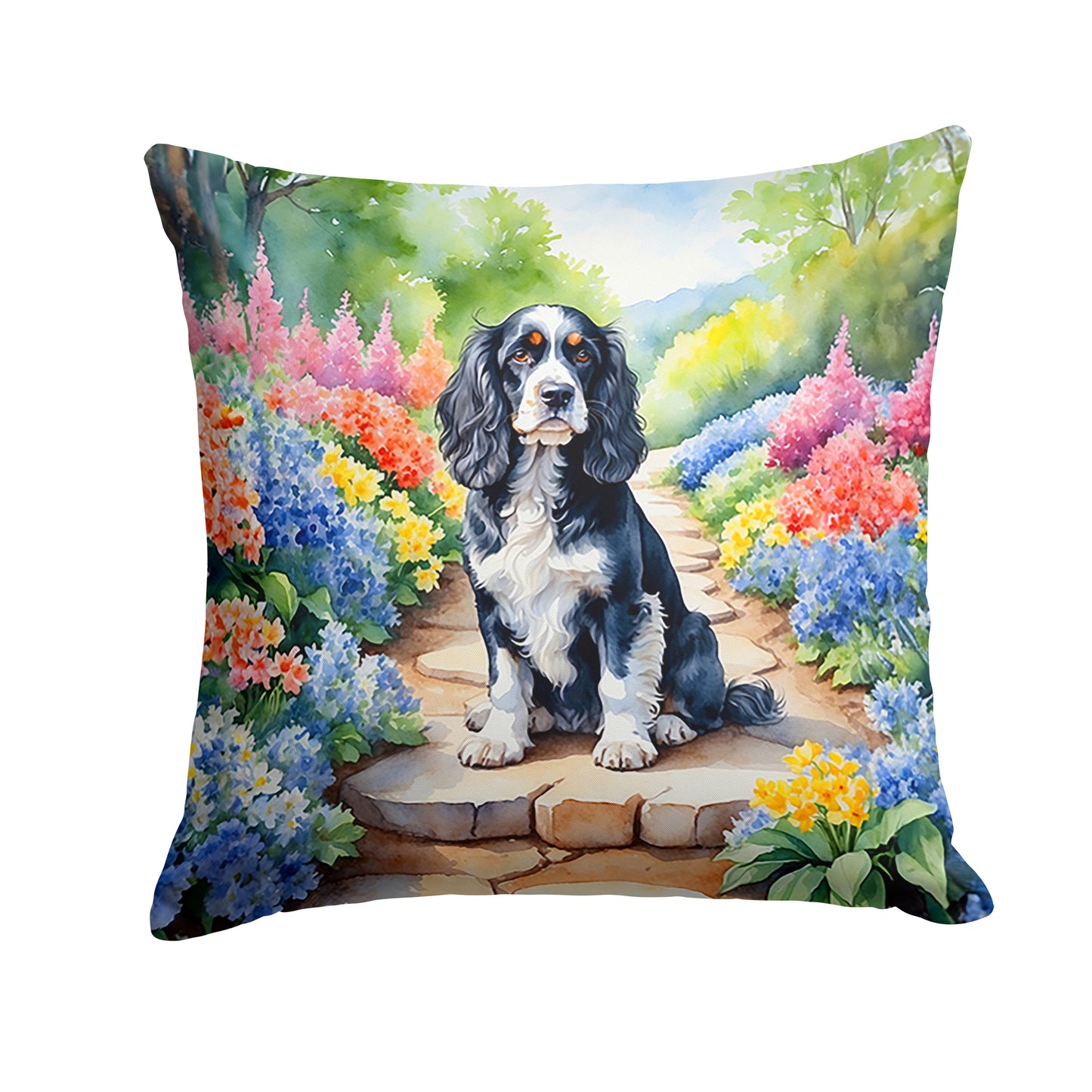 Buy this Cocker Spaniel Spring Path Throw Pillow