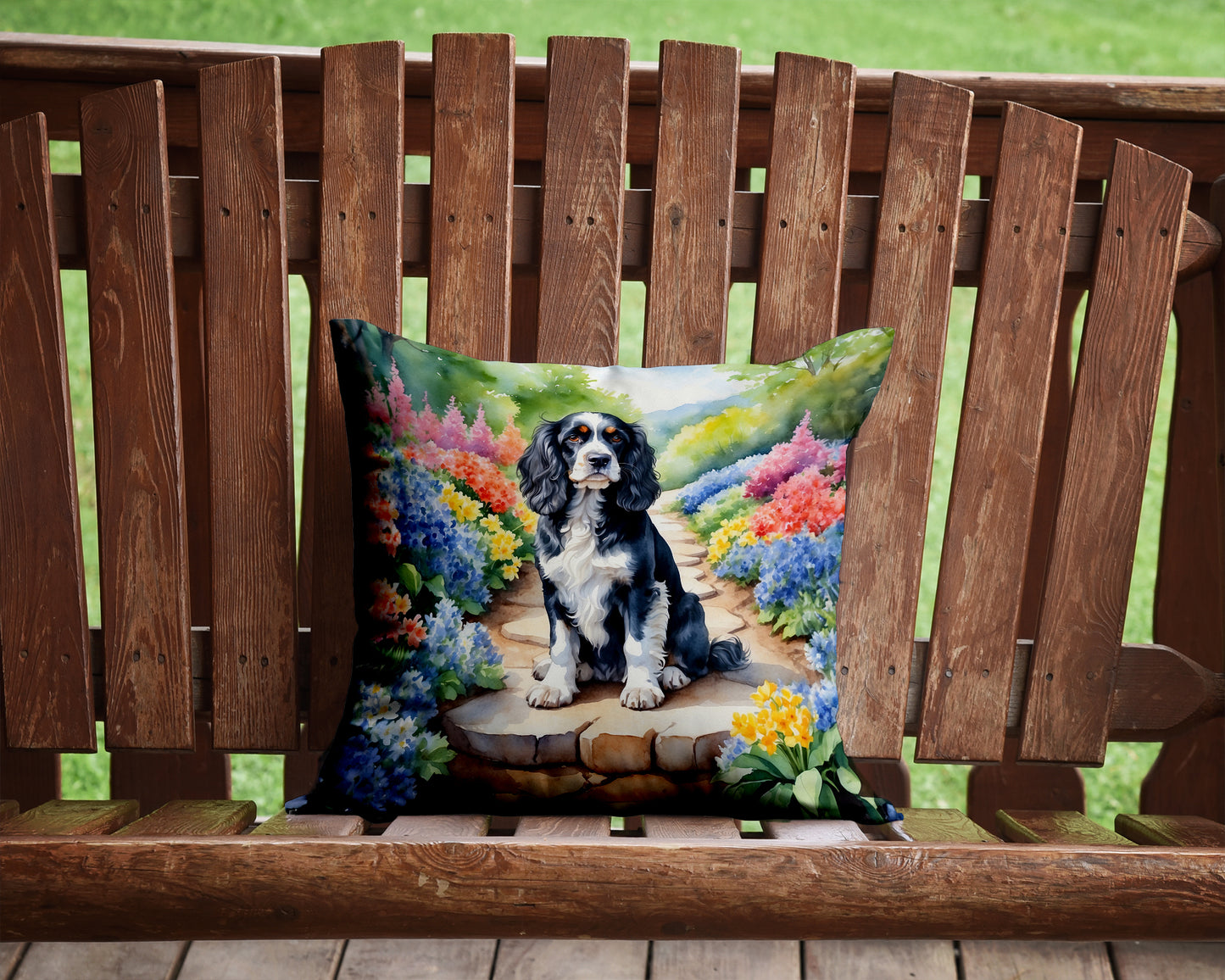 Cocker Spaniel Spring Path Throw Pillow