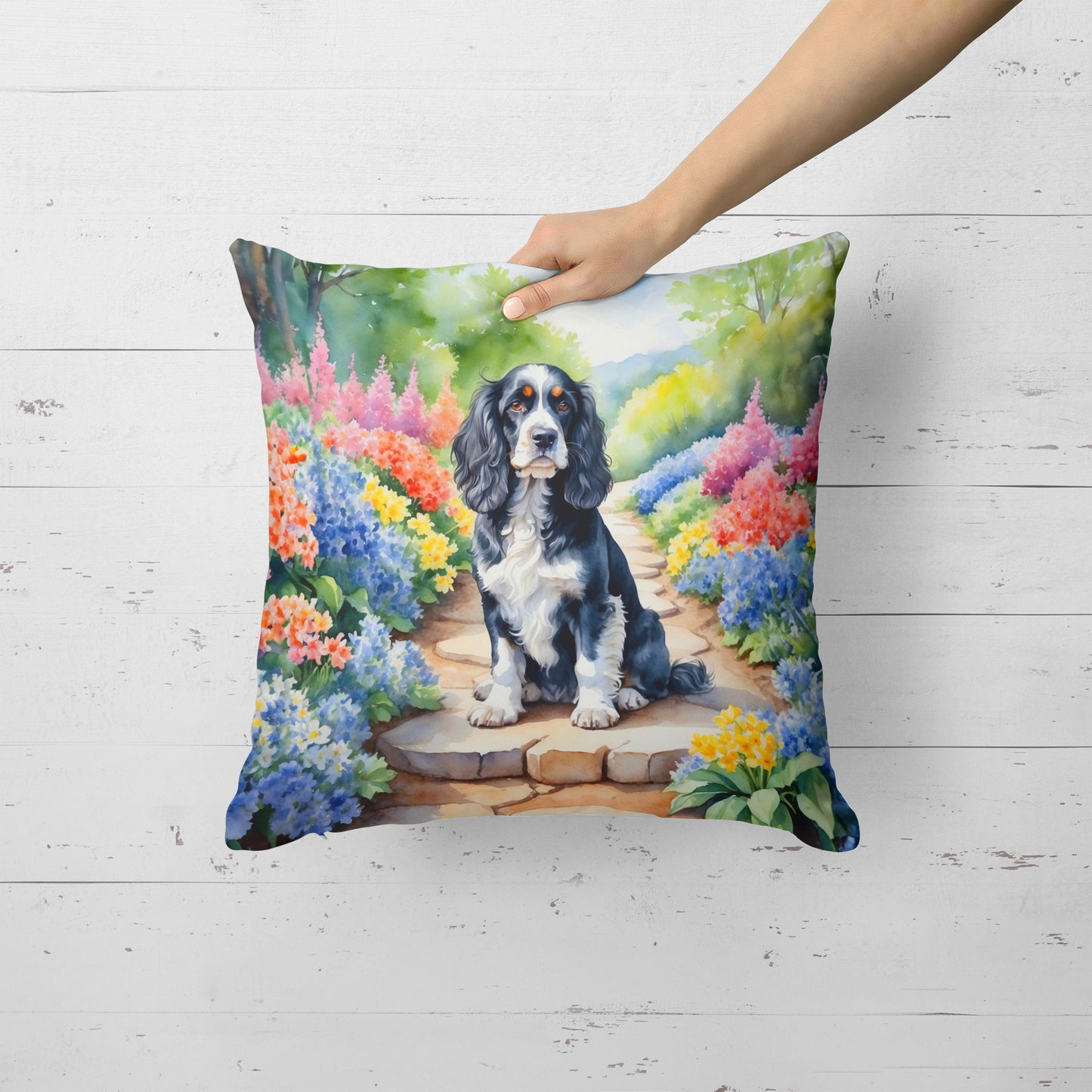 Cocker Spaniel Spring Path Throw Pillow