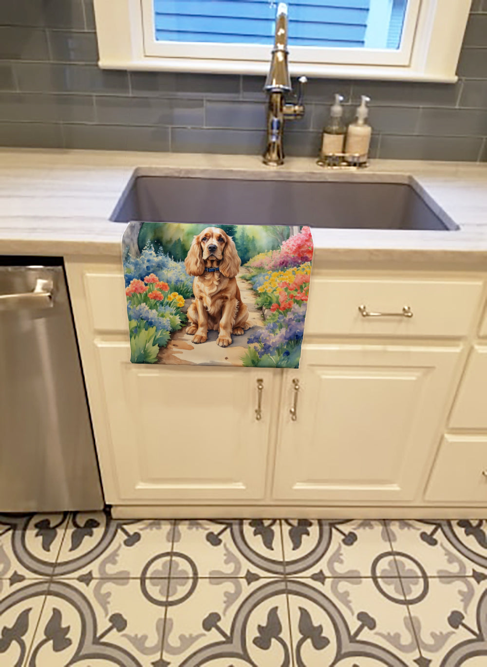 Cocker Spaniel Spring Path Kitchen Towel