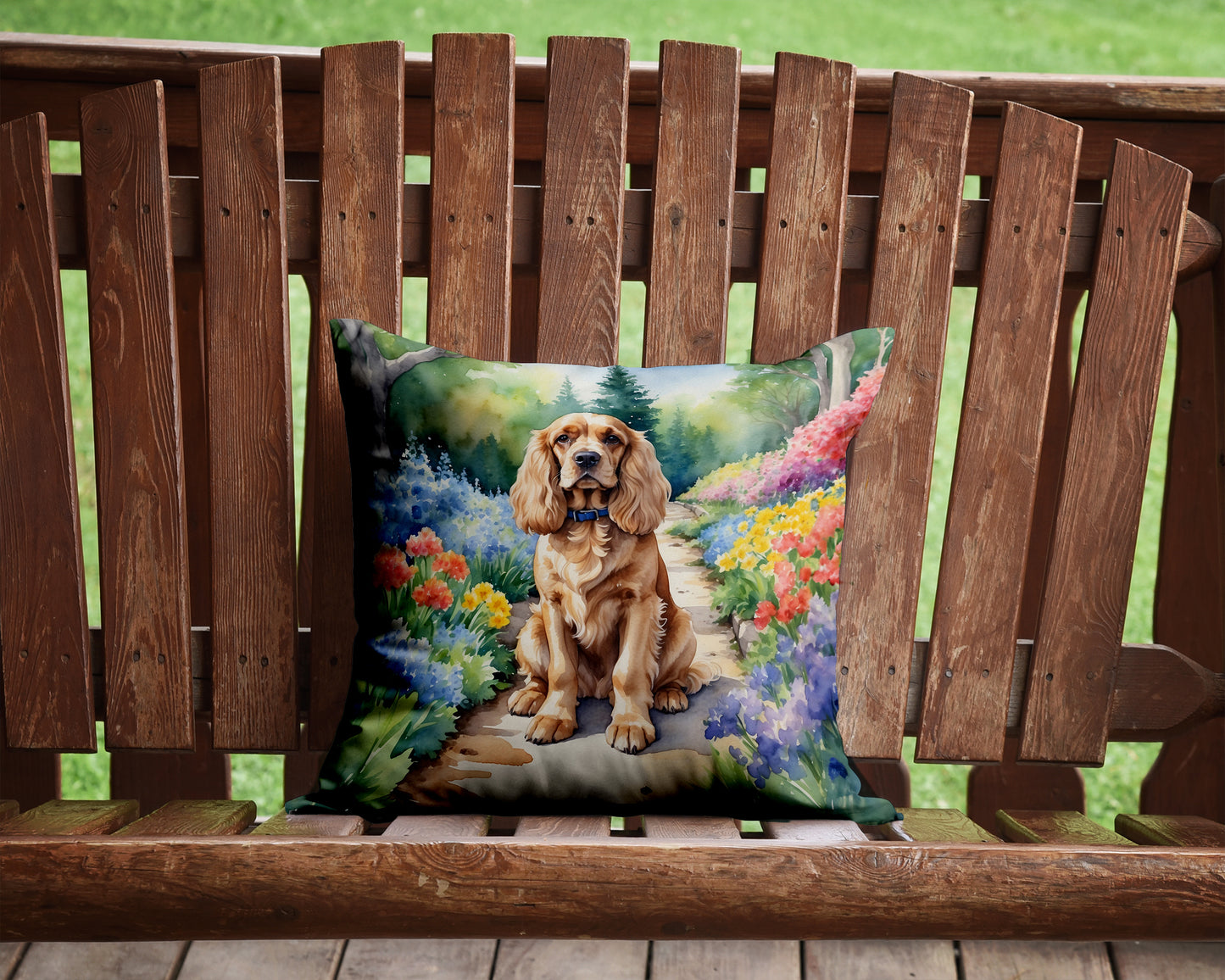 Cocker Spaniel Spring Path Throw Pillow