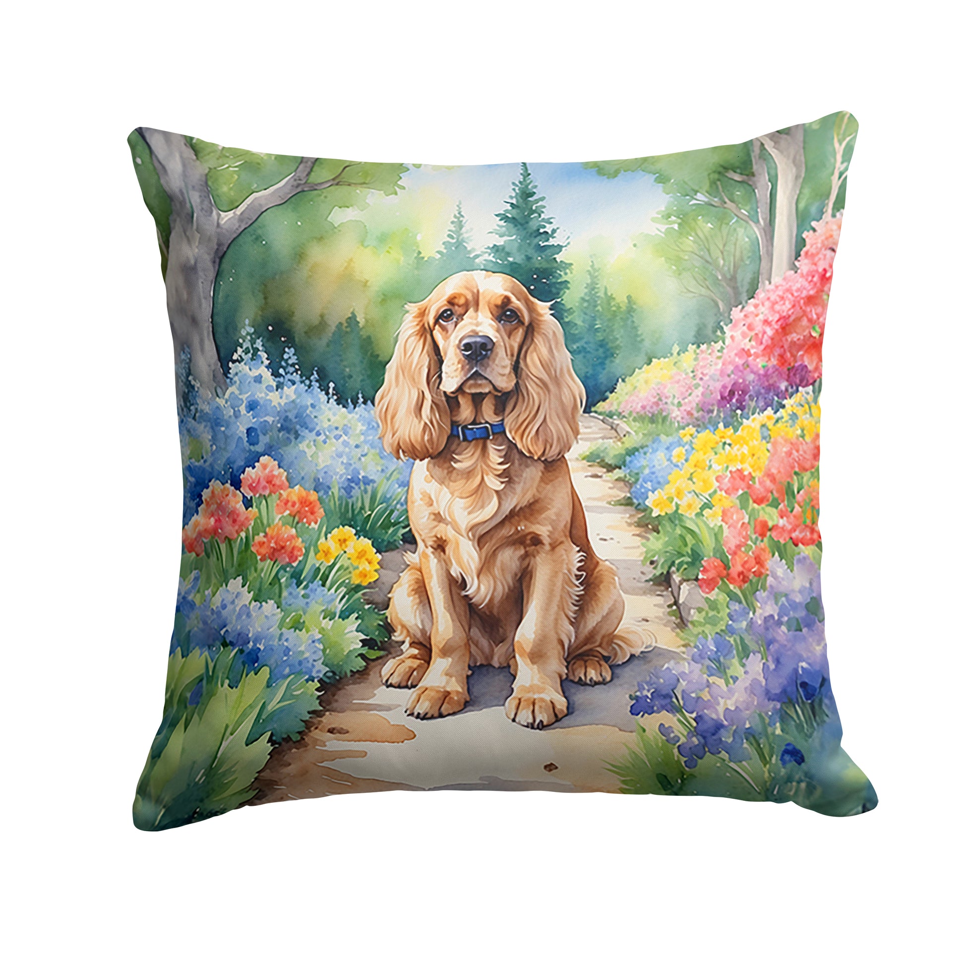 Buy this Cocker Spaniel Spring Path Throw Pillow