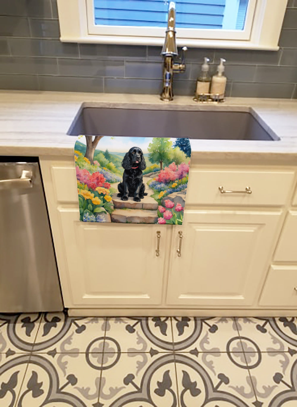 Cocker Spaniel Spring Path Kitchen Towel