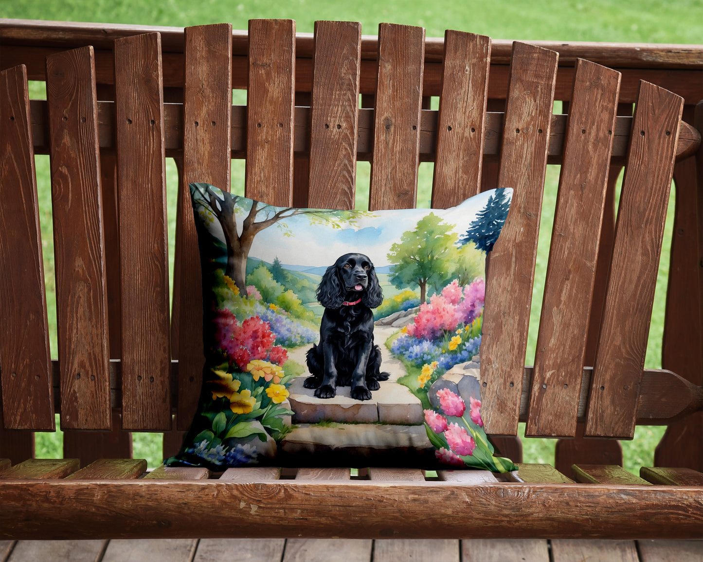 Cocker Spaniel Spring Path Throw Pillow