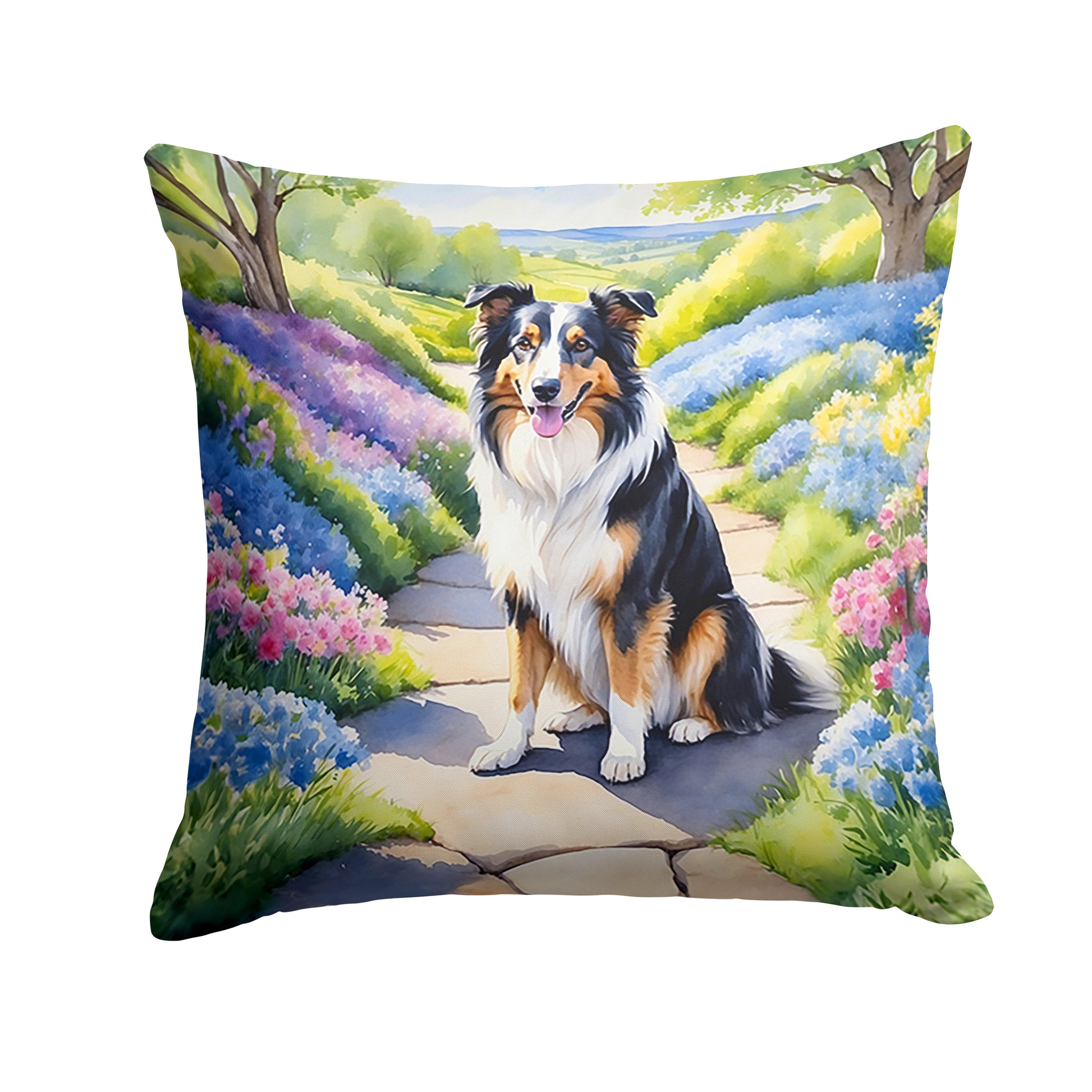 Buy this Collie Spring Path Throw Pillow