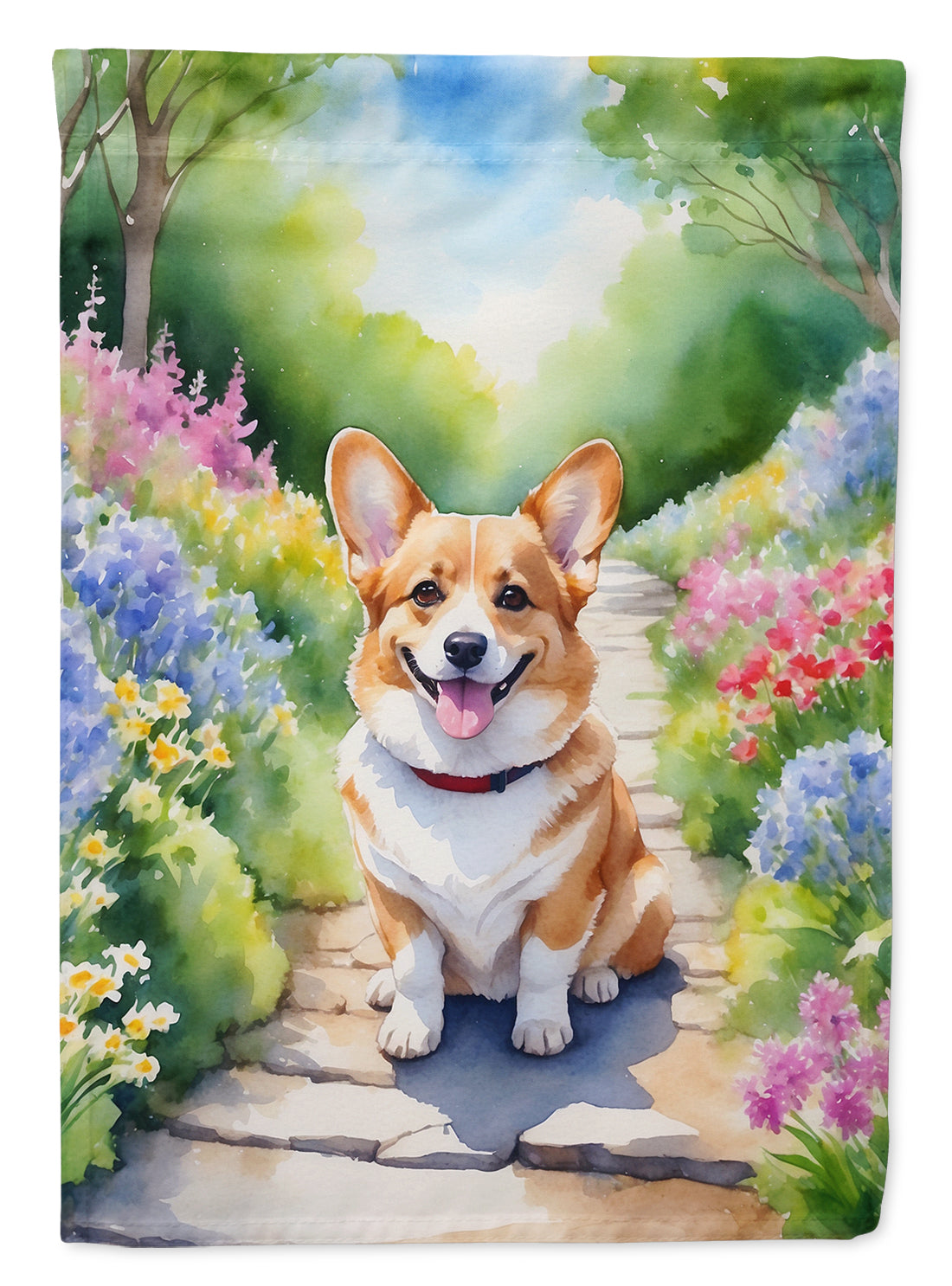 Buy this Corgi Spring Path House Flag