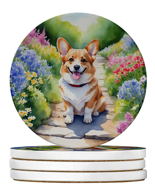 Buy this Corgi Spring Path Large Sandstone Coasters Pack of 4