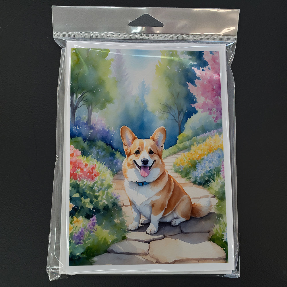 Corgi Spring Path Greeting Cards Pack of 8