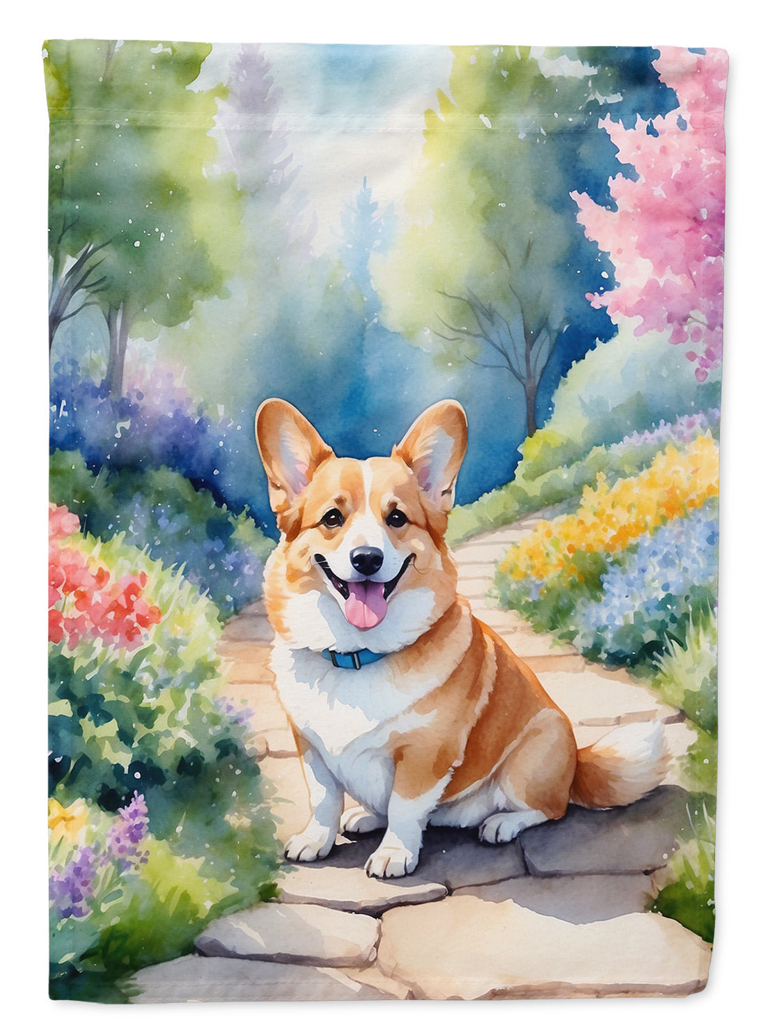 Buy this Corgi Spring Path Garden Flag