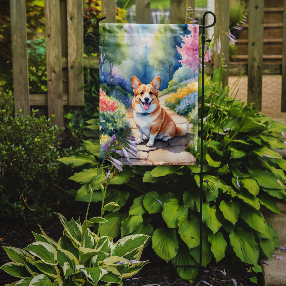 Corgi Spring Path Garden Flag