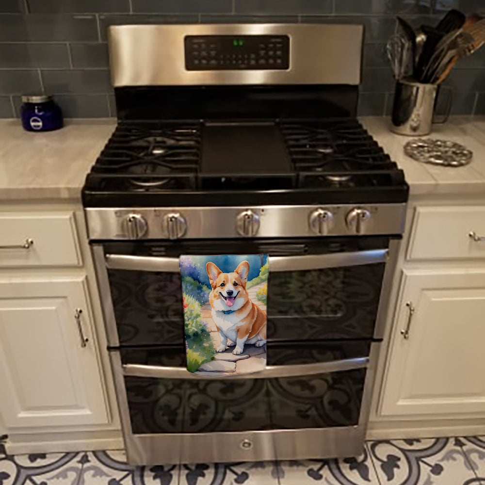 Corgi Spring Path Kitchen Towel