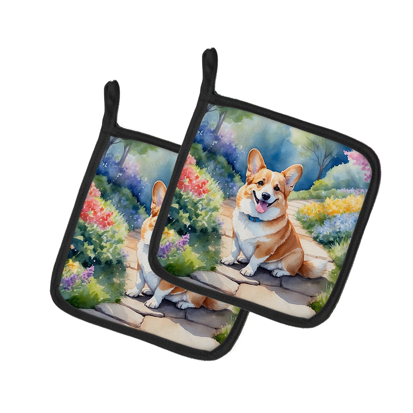 Buy this Corgi Spring Path Pair of Pot Holders