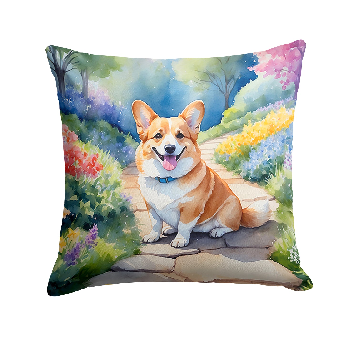 Buy this Corgi Spring Path Throw Pillow