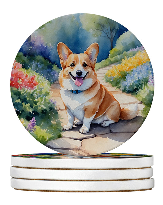 Buy this Corgi Spring Path Large Sandstone Coasters Pack of 4